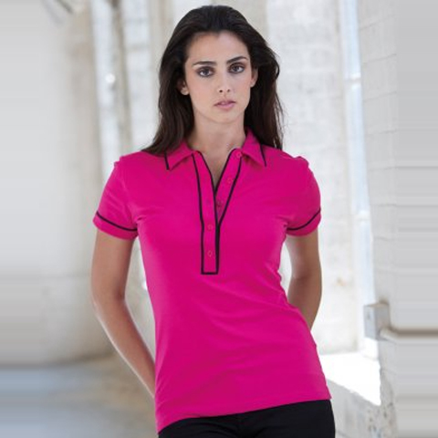 SF Ladies Contrast Piped Polo Shirt